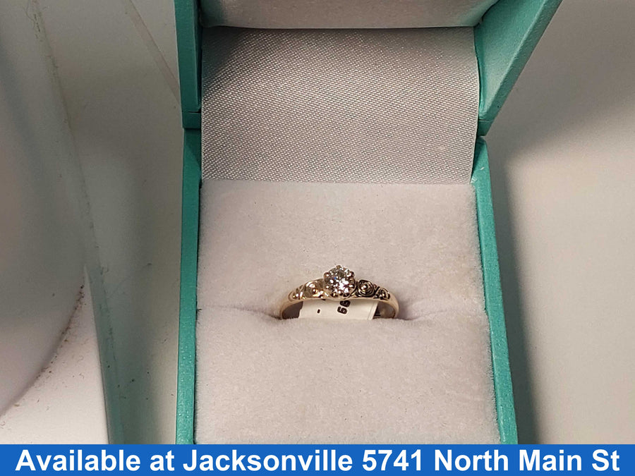 Women's Ring - Solitaire - Yellow Gold 14k (.585) 0.9 grams Size 5.5