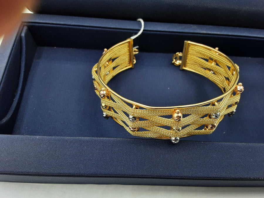 Bangle Bracelet - Tricolor Gold 14k (.585) 25.1 grams 7 inch