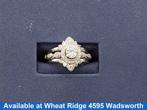 Ring - Engagement Set - White Gold 14k (.585) 5.7 grams Size 8.5