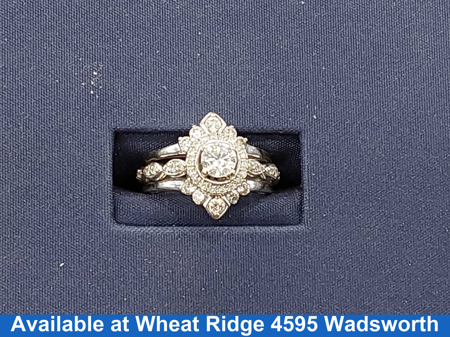 Ring - Engagement Set - White Gold 14k (.585) 5.7 grams Size 8.5