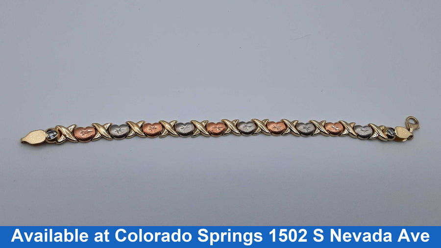 Bracelet - Tricolor Gold 14k (.585) 9.5 grams 75 inch