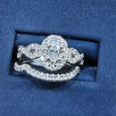 Ring - Wedding Set - White Gold 14k (.585) 5.2 grams Size 7