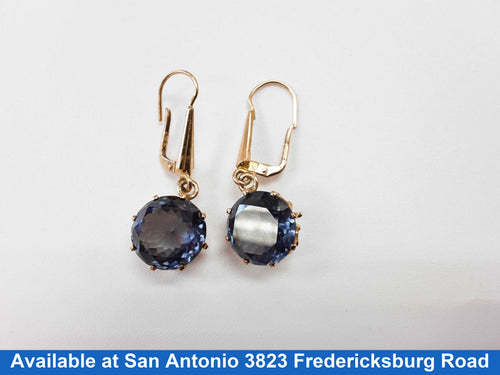 Earrings - Earrings With Multicolor Purple/blue Stones Yellow Gold 14k
