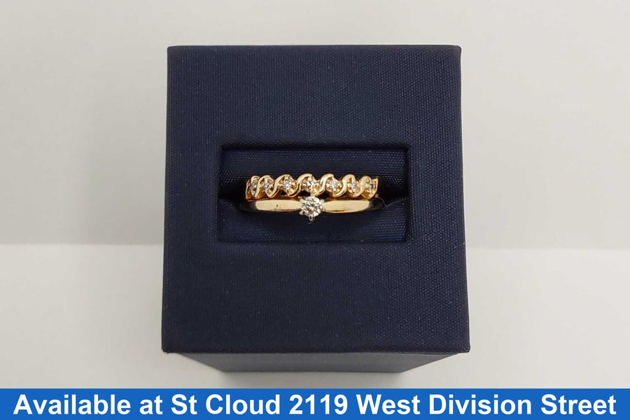 Ring - Engagement Set - Yellow Gold 14k (.585) 3.29 grams Size 8
