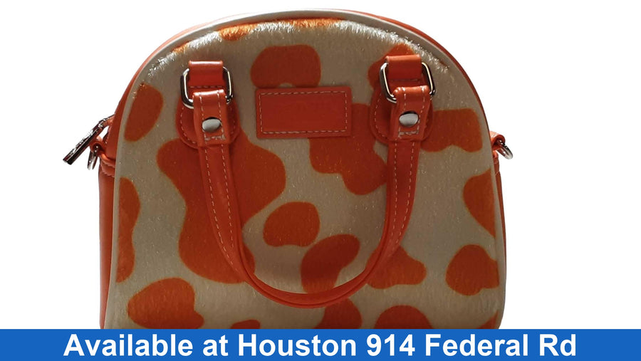 Von Dutch Von Dutch Orange Cow Print Bowling Bag Orange Purse / Handbag