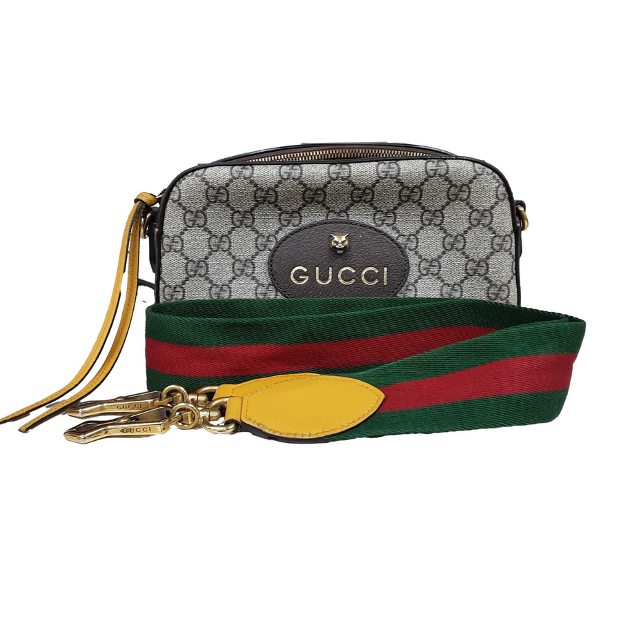 Gucci Gg Supreme Monogram Web Neo Vintage Shoulder Bag Beige / Tan Purse / Handbag