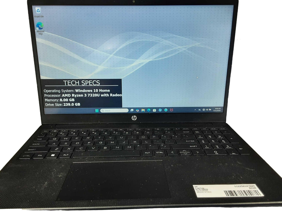 Hp 15-fc0xxx Amd Ryzen 3 8 Gb 256 Gb Black Laptop