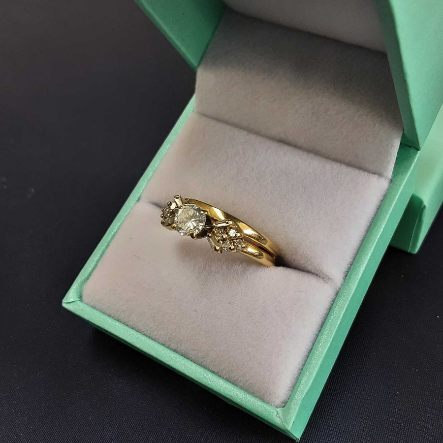 Ring - Engagement Set - Yellow Gold 14k (.585) 4.6 grams Size 7.5