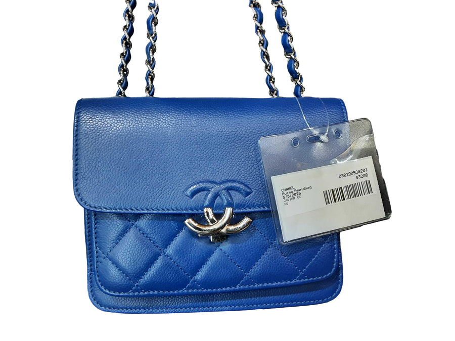 Chanel Caviar Cc Blue Purse / Handbag