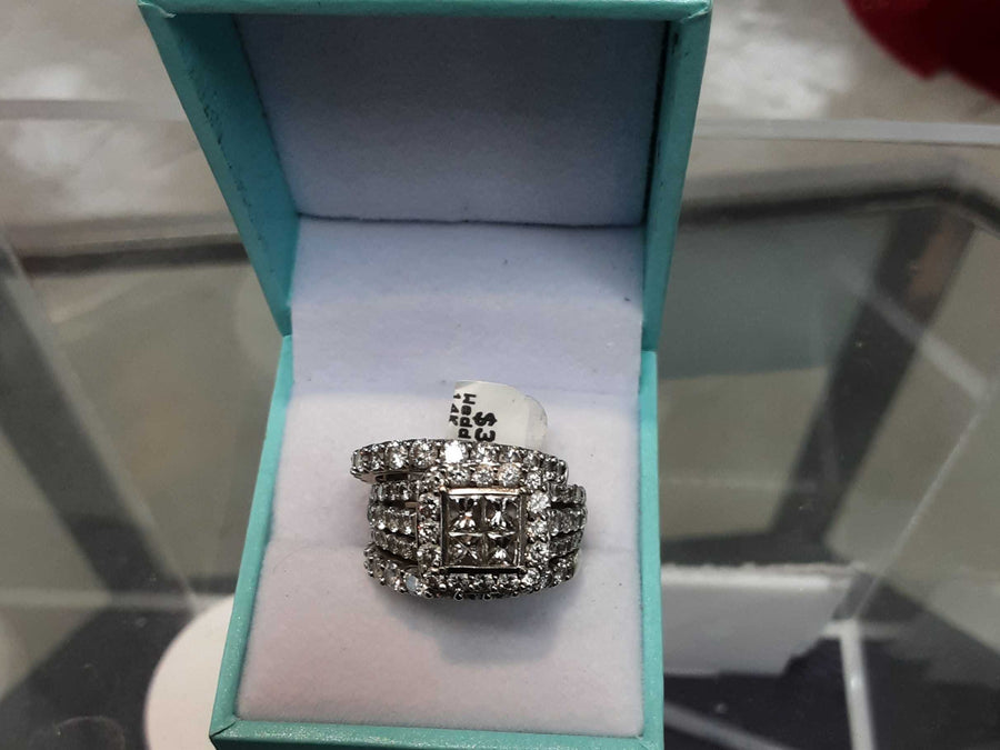 Ring - Wedding Set - White Gold 14k (.585) 14.5 grams Size 8.5