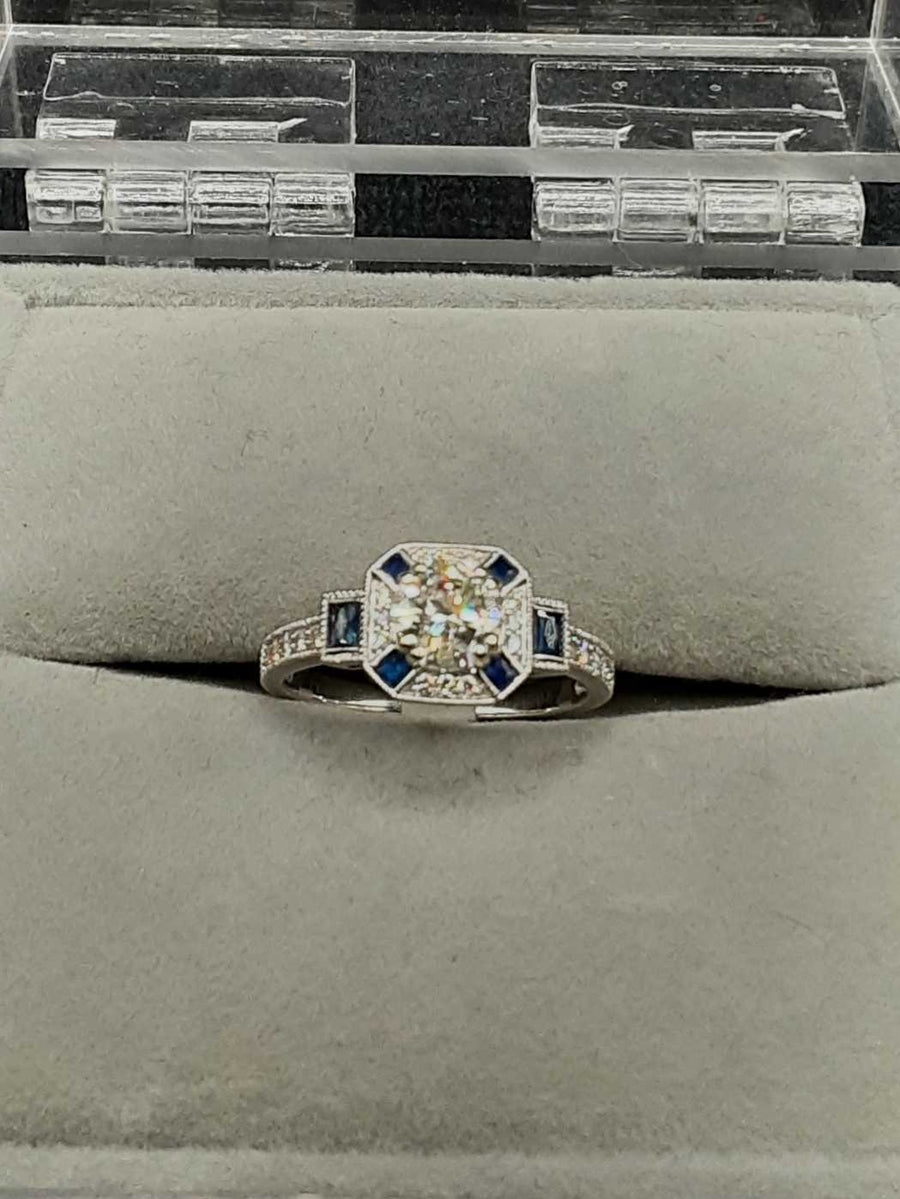 Engagement Ring With Blue Gem Stones