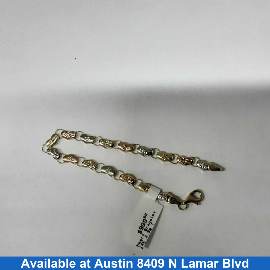 Bracelet - Tricolor Gold 14k (.585) 3.9 grams 7 inch