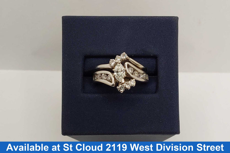 Ring - Wedding Set - White Gold 14k (.585) 5.44 grams Size 5