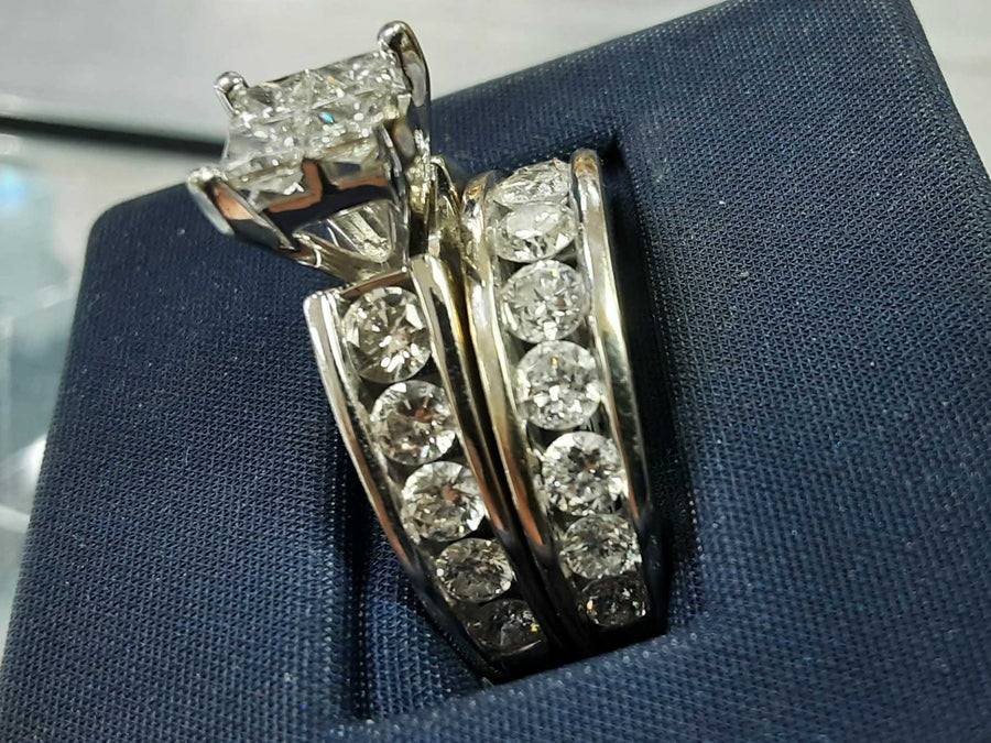 Ring - Engagement Set - White Gold 14k (.585) 12.3 grams Size 20