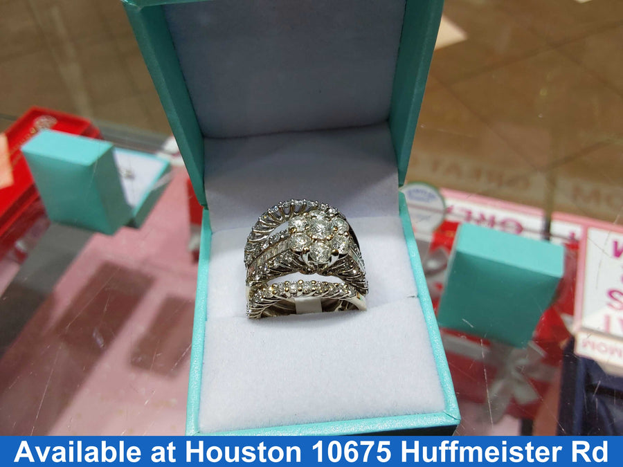 Ring - Wedding Set - White Gold 14k (.585) 10.8 grams Size 8