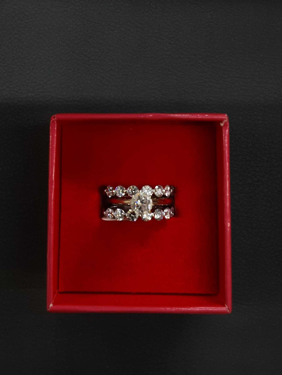 Ring - Engagement Set - White Gold 14k (.585) 6.6 grams Size 6.5