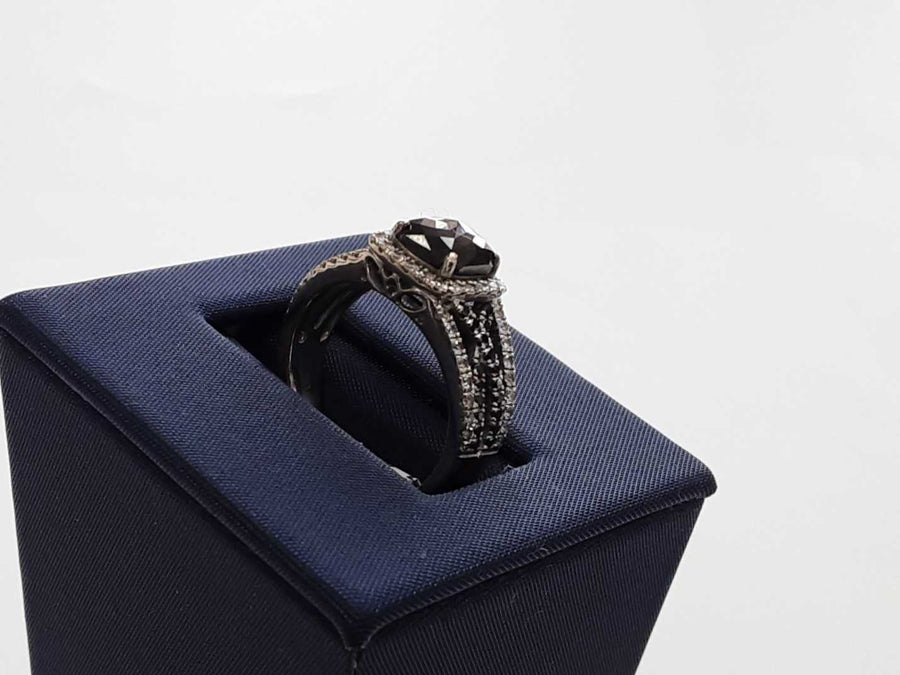 Women's Black Diamond Ring White Gold 14k Size 6.5