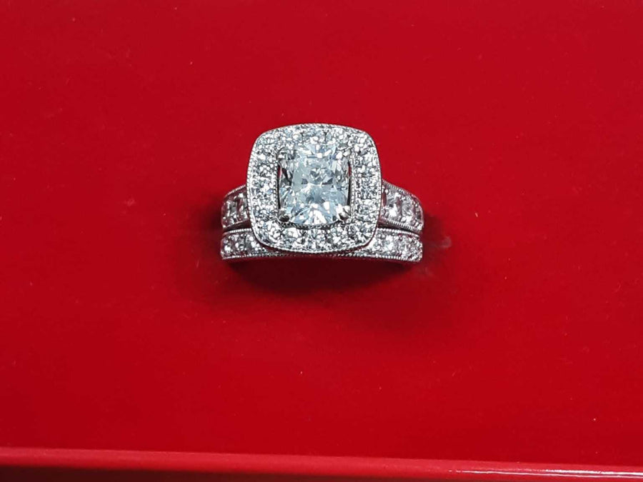 Ring - Wedding Set - White Gold 14k (.585) 10.3 grams Size 5