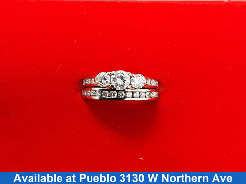 Ring - Wedding Set - White Gold 14k (.585) 8.4 grams Size 7