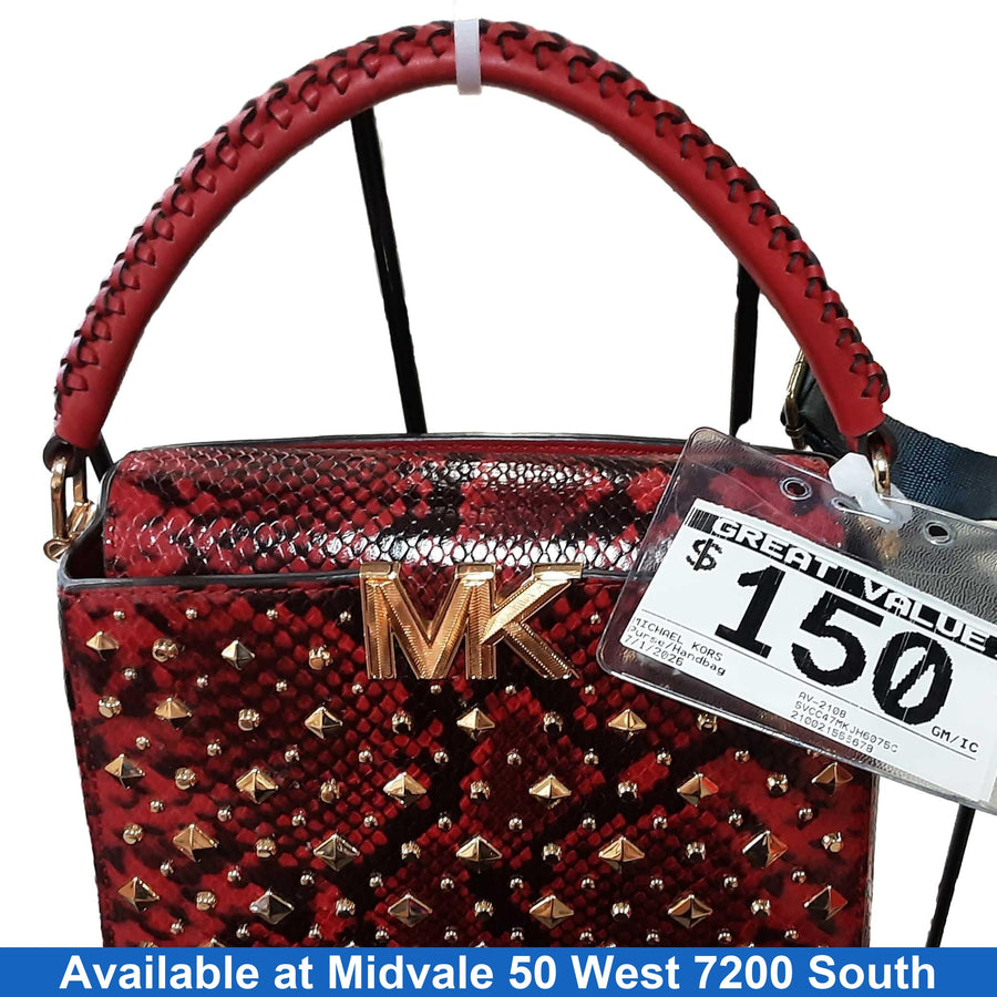 Michael Kors Av-2108 Red Purse / Handbag