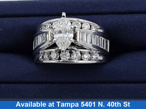 Ring - Engagement Set - White Gold 14k (.585) 8.1 grams Size 6