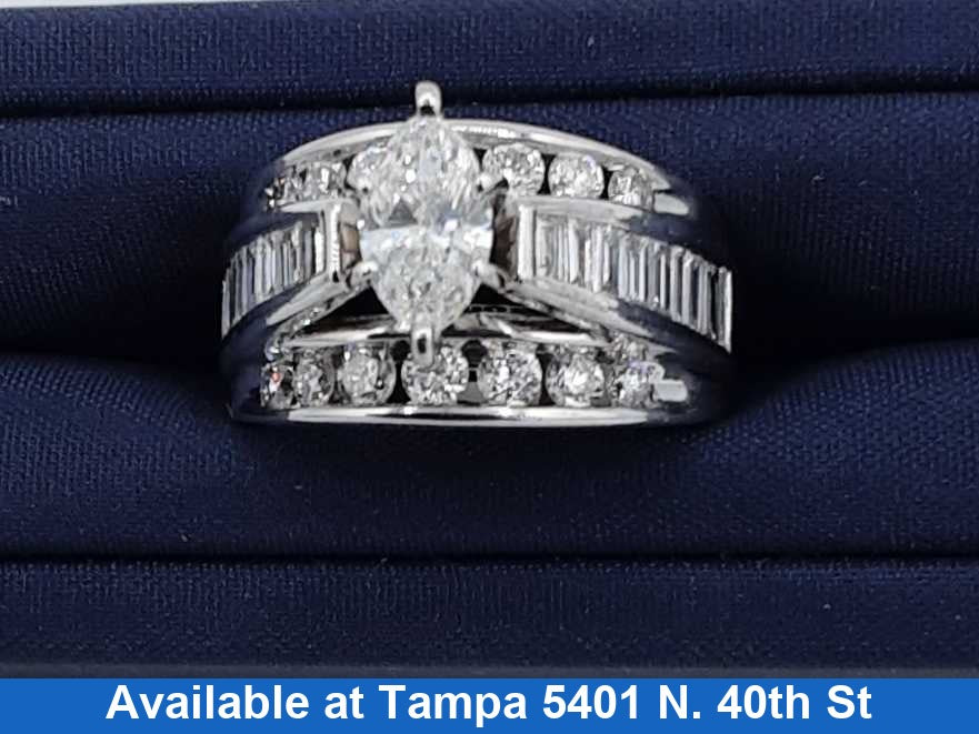 Ring - Engagement Set - White Gold 14k (.585) 8.1 grams Size 6