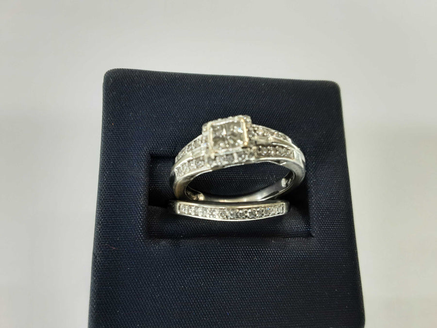Ring - Wedding Set - White Gold 14k (.585) 4.9 grams Size 6