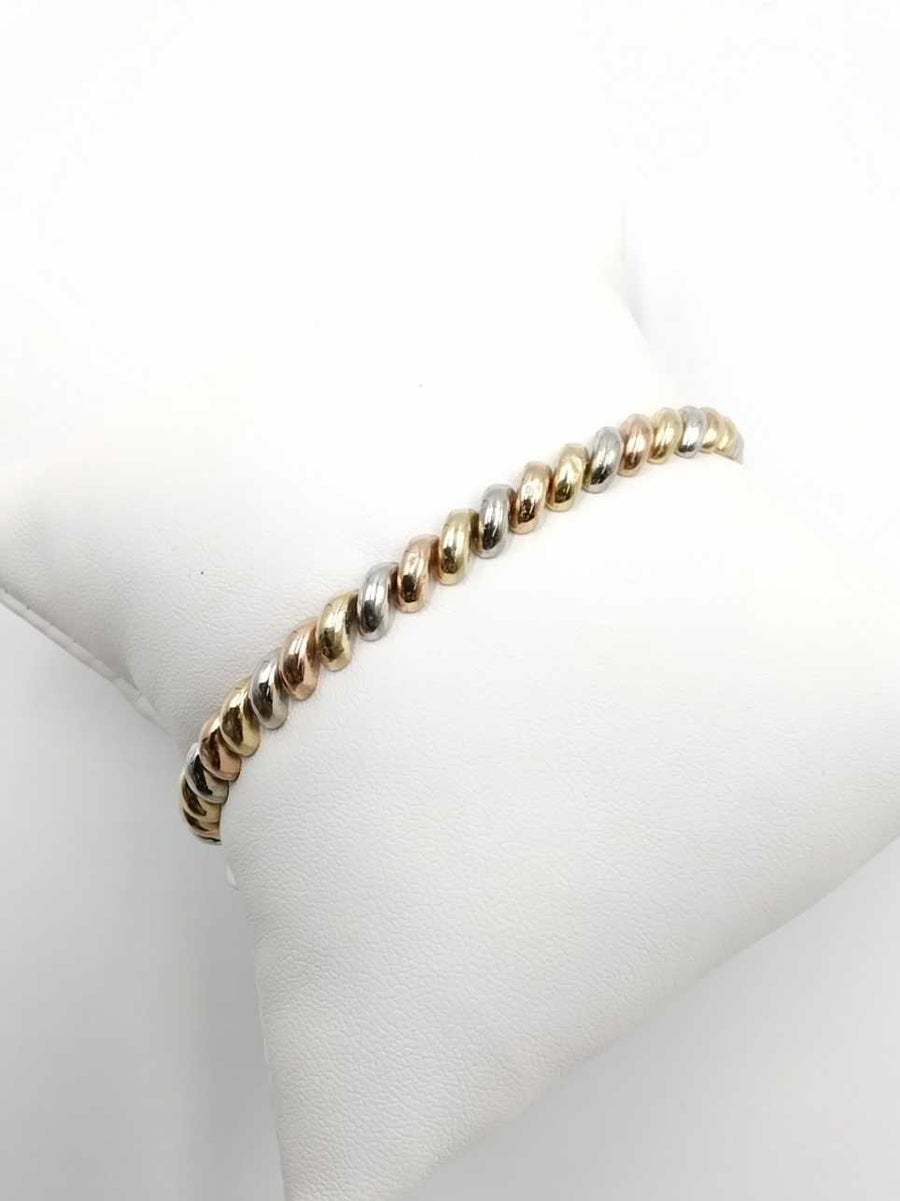 Bracelet - Tricolor Gold 14k (.585) 9.8 grams 8 inch