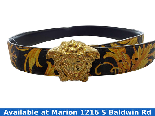 Versace Mens Medusa Reversible Gold Belt / Buckle