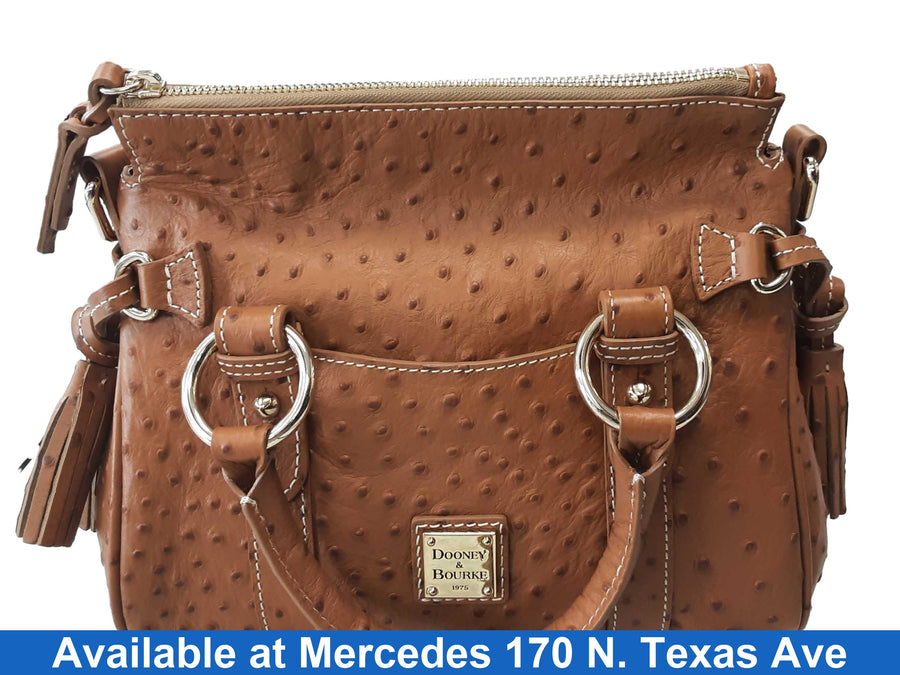 Dooney & Bourke Ostrich Satchel With Pocket Brown Purse / Handbag