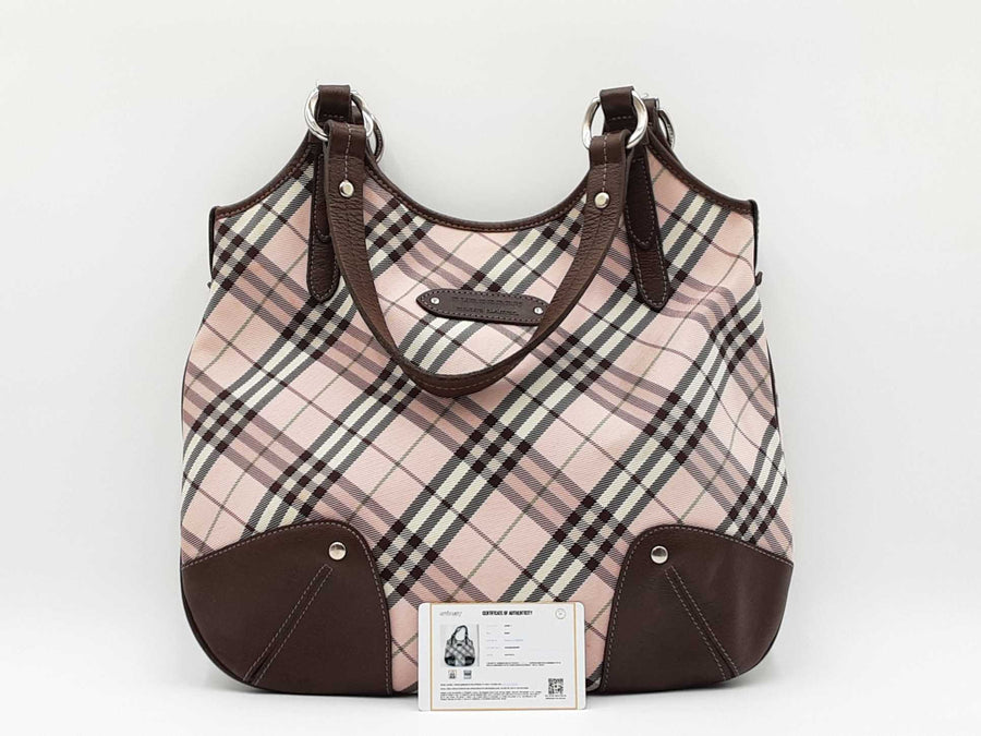 Burberry Blue Label Shoulder Bag In Pink Nova Check & Brown Leather Fw0826lezdu