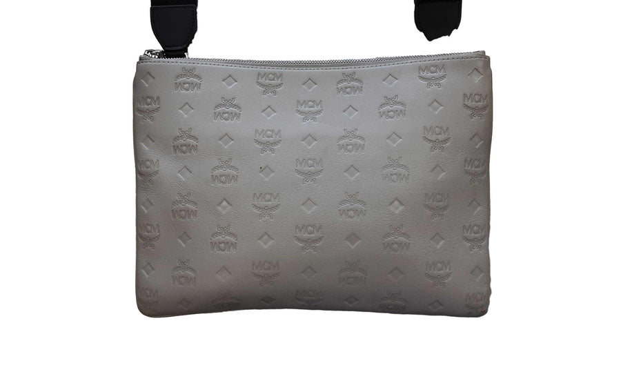 Mcm Calfskin Ottomar Monogram Gray Purse / Handbag