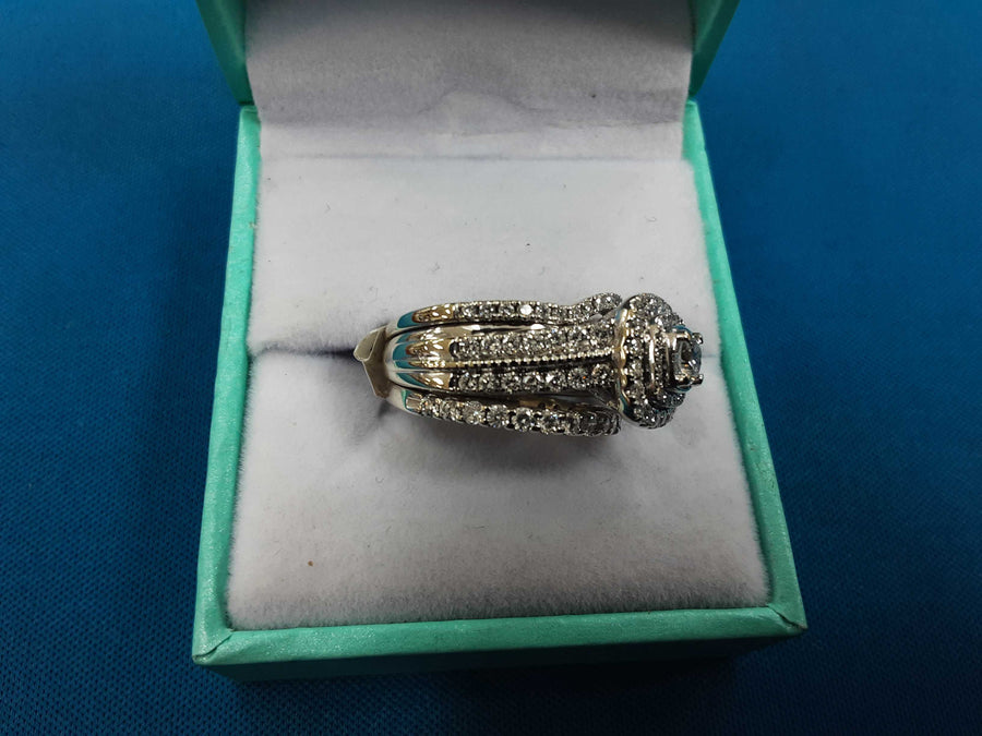 Ring - Wedding Set - White Gold 14k (.585) 7.2 grams Size 5