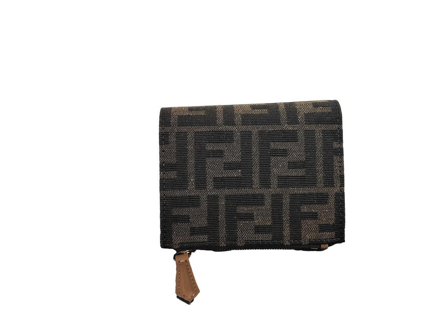 Fendi Slim Baguette Jacquard Brown Wallet