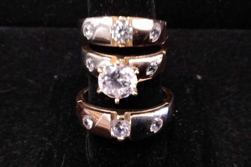 Ring - Wedding Set - Yellow Gold 14k (.585) 14.9 grams Size 14