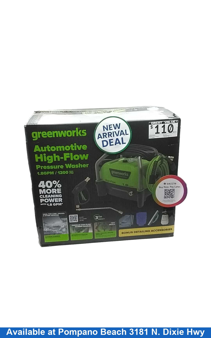 Greenworks Gpw1200 Green Corded Pressure Washer