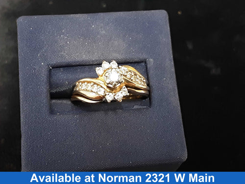Ring - Engagement Set - Yellow Gold 14k (.585) 6.2 grams Size 6.5
