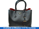 Prada Saffiano Cuir Medium Double Bag Black Fuoco Black Purse / Handbag