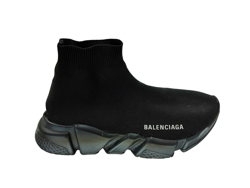 Balenciaga Speed Lt Logo-print Stretch-knit High-top Sneakers Black Shoes
