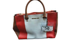 Michael Kors Sutton Tri Color Block Satchel Brown Purse / Handbag
