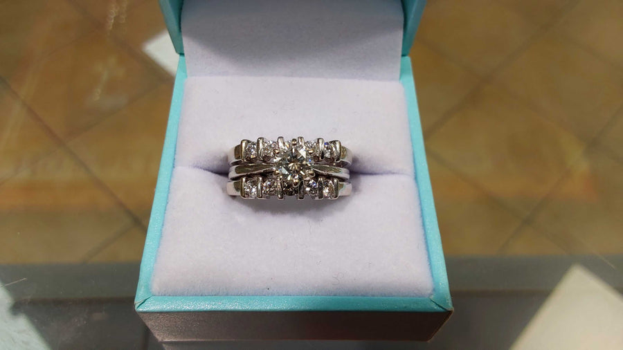 Ring - Wedding Set - White Gold 18k (.750) 10.4 grams Size 6.5