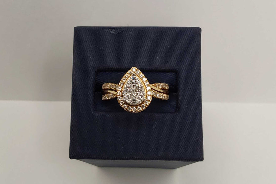 Ring - Wedding Set - Yellow Gold 14k (.585) 5.33 grams Size 7.5