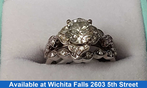 Ring - Wedding Set - White Gold 14k (.585) 7.3 grams Size 6