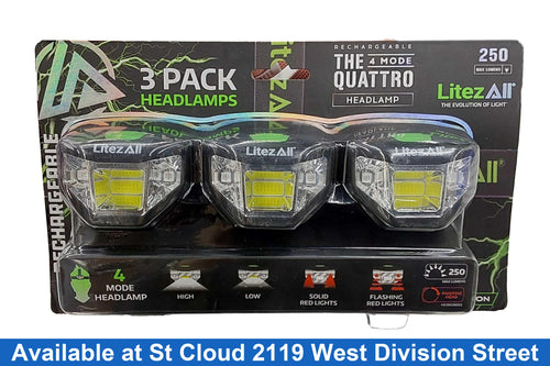 Litez All 3 Pack Black Flashlight / Headlamp