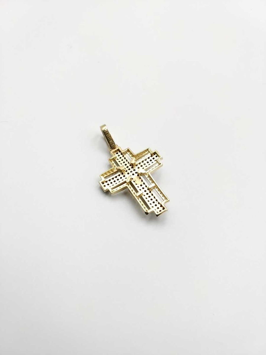 Crucifix Necklace Pendant Cubic Zirconia- Yellow Gold 10k (.417) 3.1 Grams