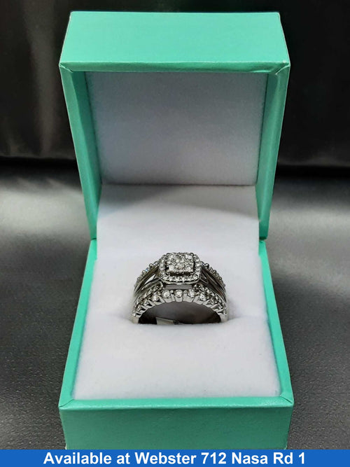 Ring - Wedding Set - White Gold 14k (.585) 7.8 grams Size 8