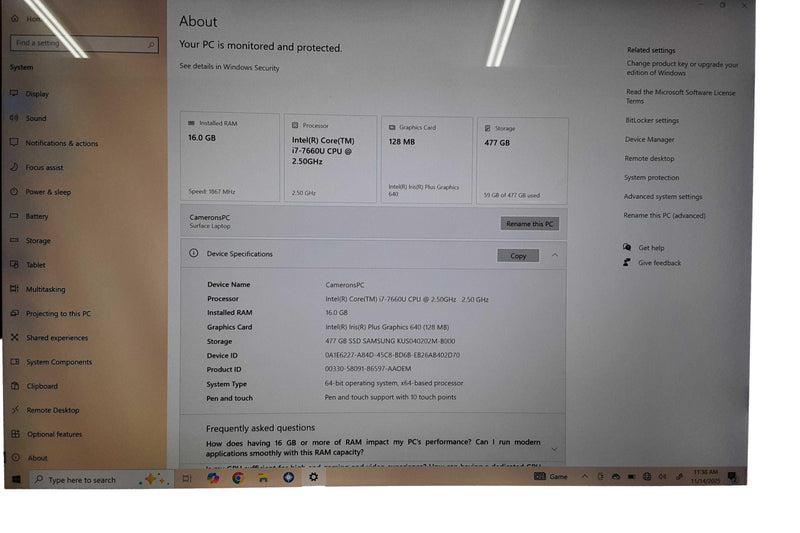 Microsoft 1769 Intel Core I7 - 3rd Generation 16 Gb 500 Gb Gray Laptop