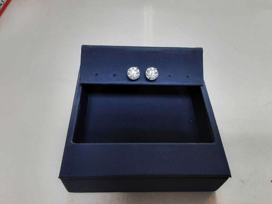 Double Stud Earring - White Gold 14k (.585) 2.2 grams