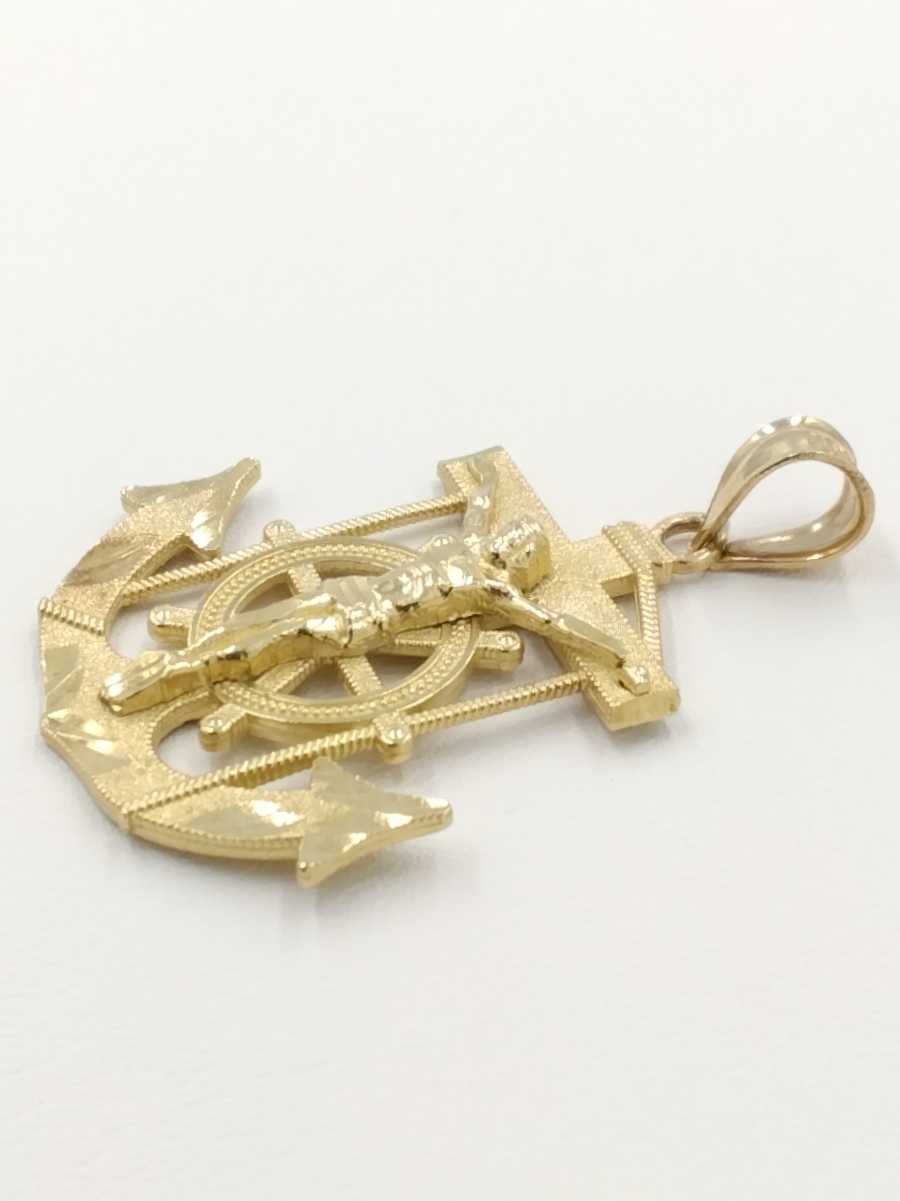 10k Gold Crucifix Anchor Mariner's Cross Pendant (.417) 4.1 grams
