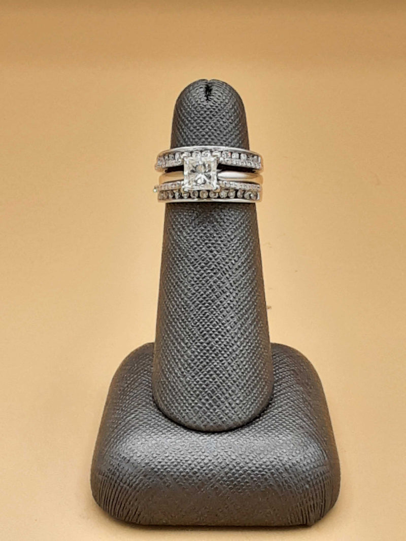 Fancy Wedding Set White Gold 14k (.585) 7.4 grams Size 6.5